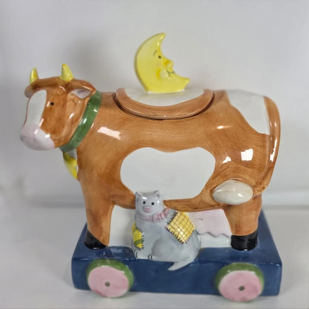 Vintage 1987 Susan Winget Cow Jumped Over The Moon Cookie Jar